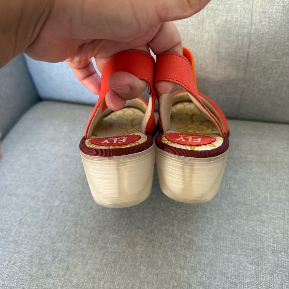 Fly London Yiko YIKO414FLY-003 Womens Red Leather Wedges Sandals Shoes size 6/5 - Picture 4 of 10